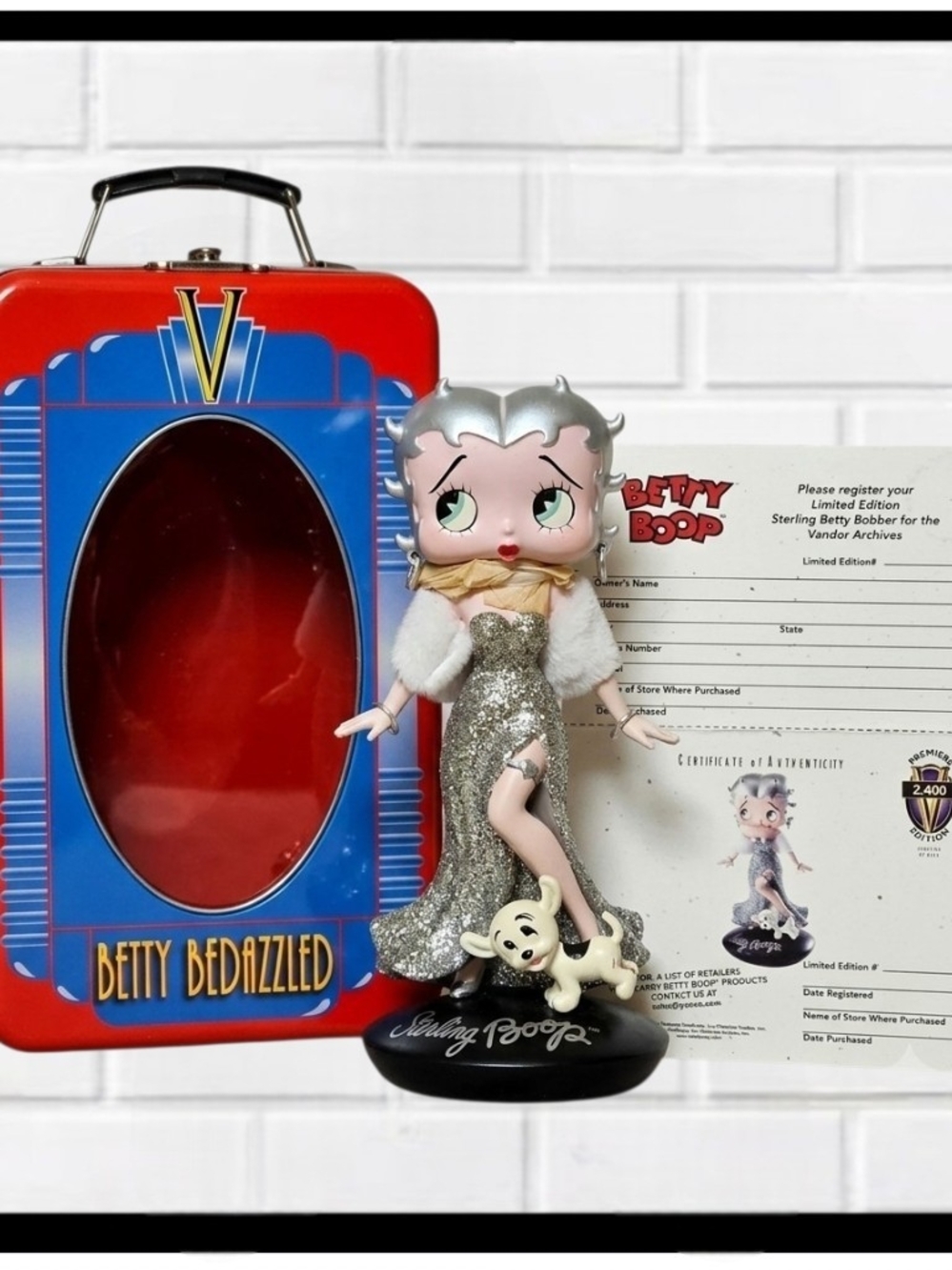 BETTY BOOP Bedazzled Sterling Bobblehead Figurine 2006 Vandor Limited Tin COA